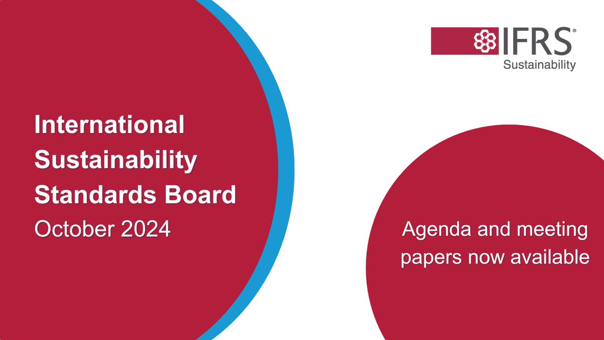 The #ISSB is meeting on 24 October 2024 to discuss topics including:

🌍 Biodiversity, ecosystems and ecosystem services and Human capital; and

📊 Supporting implementation of IFRS S1 and IFRS S2.

Find the agenda and watch live here: ifrs.org/news-and-event…

#IFRSMeetings