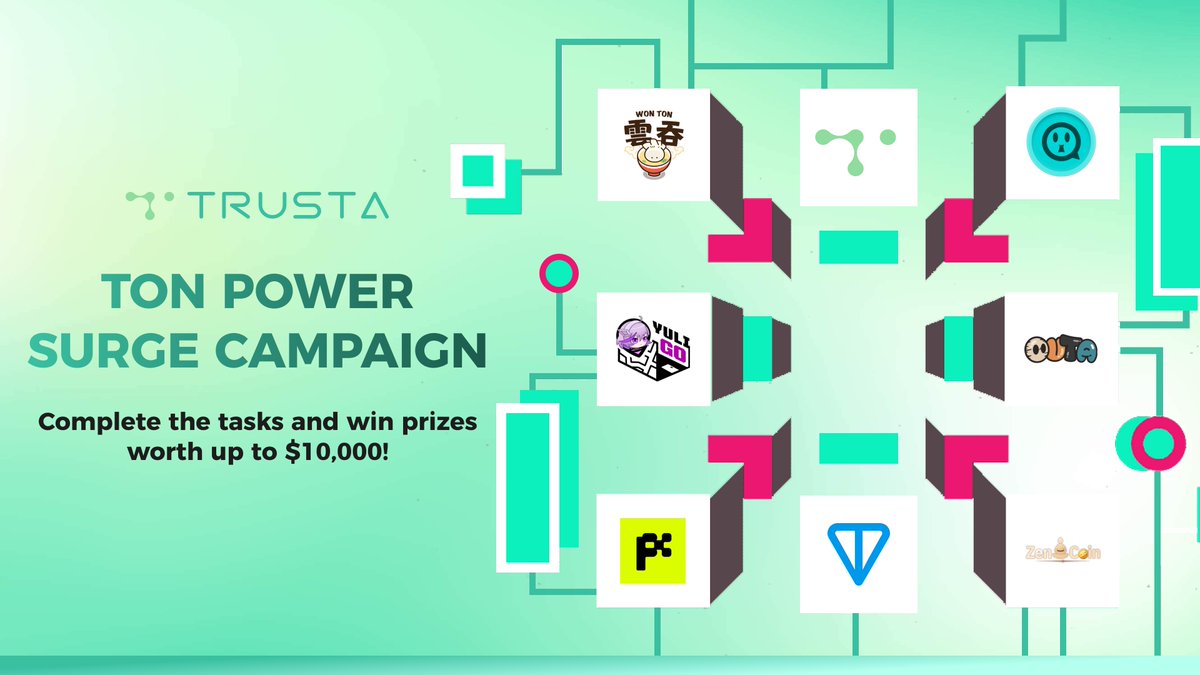 🔥Earn Up to $10,000 in TON Power Surge Campaign!🔥

Partnering with <a href="/WONTONorg/">WONTON 🥟</a>, @chatcoinapp, <a href="/TheYuliverse/">Yuliverse</a>, <a href="/outaxyz/">OUTA🪞🦈</a>, <a href="/pumpad_io/">Pumpad</a>, and @ZenCoinOnTon to earn rewards, engage with mini-apps, and complete exciting tasks!🚀

🔗app.galxe.com/quest/TrustaLa…

🎁$10,000 worth of rewards up