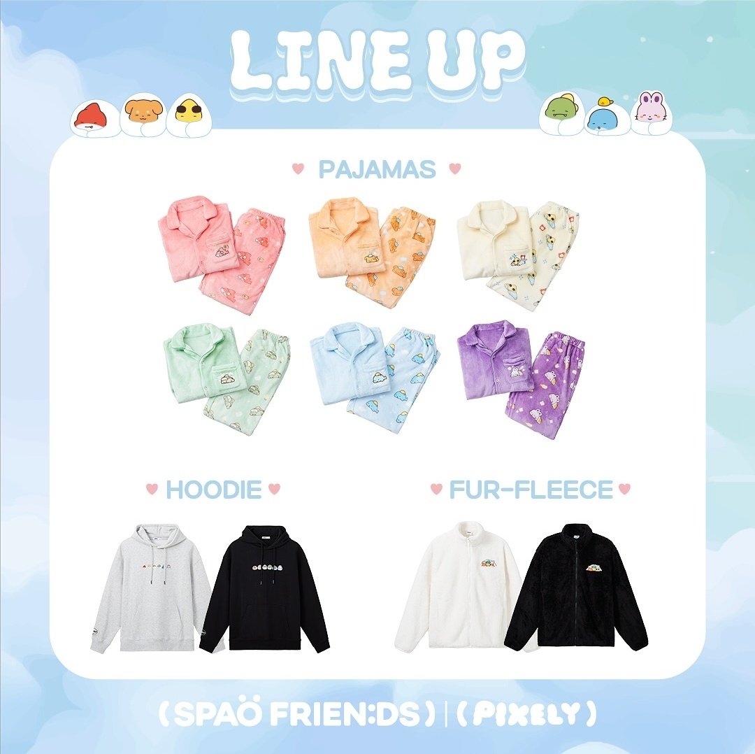 bb_ddack's tweet photo. [ PIXELY × SPAO 콜라보 ]

품목 &amp; 가격
• 파자마 세트 (6종)
  : 각 49,900원
• 후드티셔츠 (2종)
  : 각 49,900원
• 퍼플리스 (2종)
  : 각 39,900원 https://t.co/0nCRjcitma