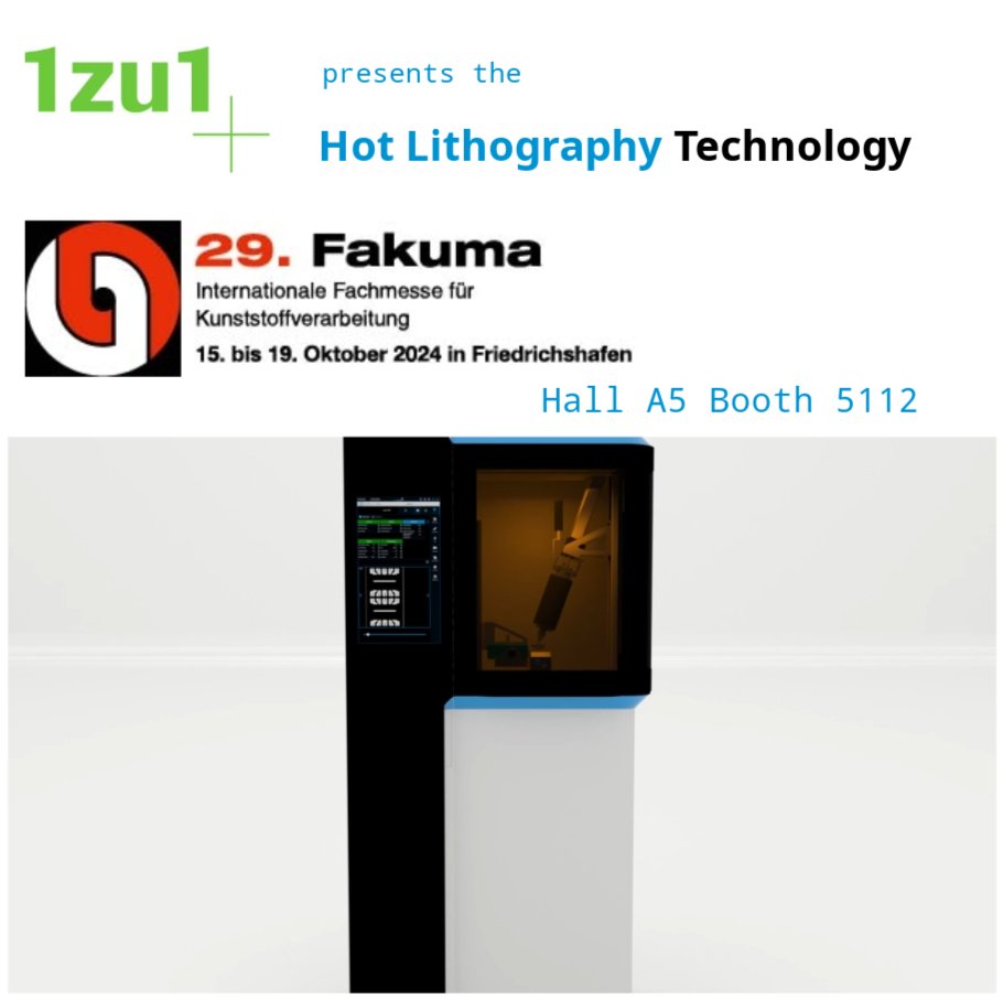 🚀 Meet Our Sales Team at Fakuma Messe 2024!
 
On October 16th, our experts will be available at the 1zu1 Prototypen GmbH &amp; Co KG booth (A5-5112) in Friedrichshafen to give you an exclusive insight into our groundbreaking  *HotLithography* technology.