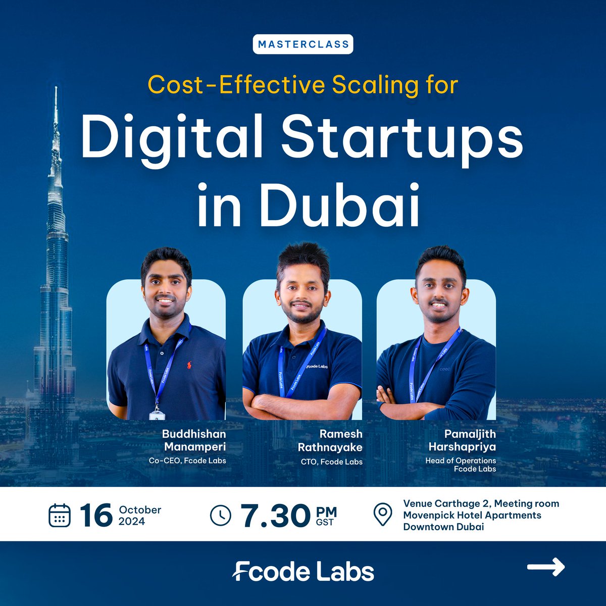 FcodeLabsLive's tweet image. 📣 Mark Your Calendars: #FcodeLabs&apos; Masterclass for #DigitalStartups in #Dubai 🇦🇪 starts tomorrow!

This is your opportunity to learn from industry experts and expand your network.🚀

+ Dinner and Q&amp;amp;A included! 

&amp;gt;&amp;gt;&amp;gt; 🛑 Few free seats left! Register now: lnkd.in/gPXZhS_2