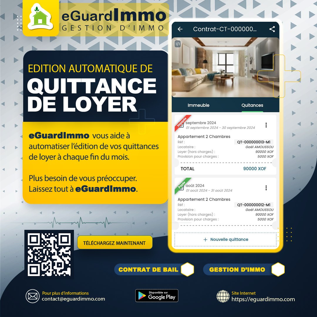 eguardimmo's tweet photo. Avec l’application #eGuardImmo, profitez d’un outil intelligent qui génère automatiquement vos #quittances de #loyer, sans effort ni stress. 

Désormais, plus besoin de perdre du temps à remplir des formulaires ! 

https://t.co/22vlh0A0lW https://t.co/DgHiZRPPEM