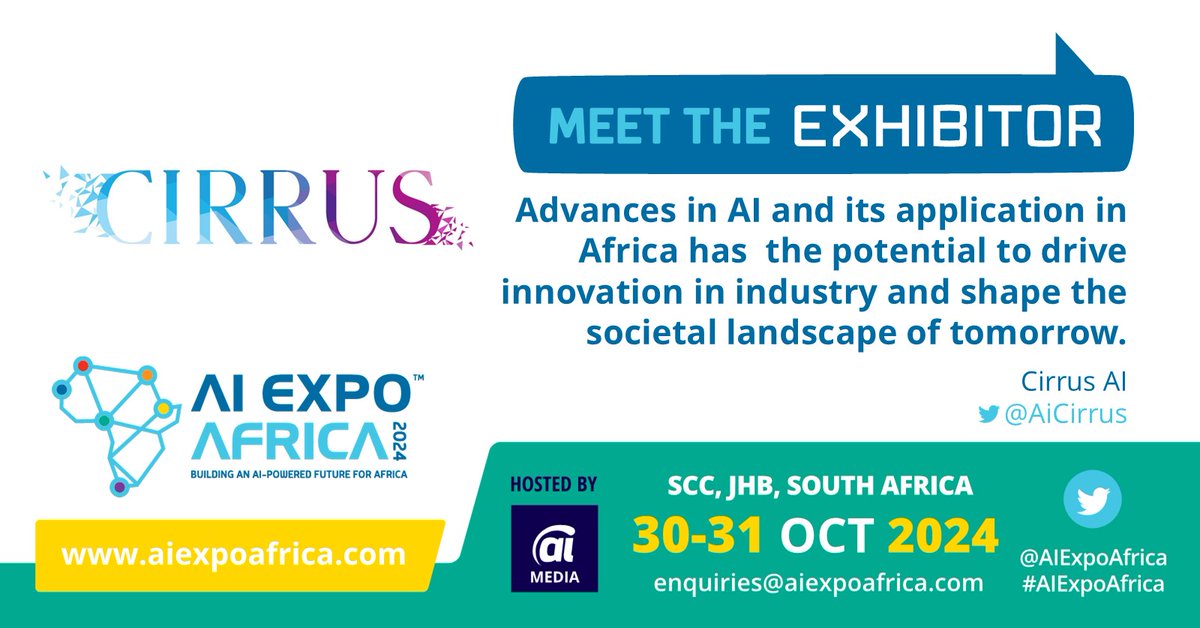 NEWS: We welcome <a href="/AiCirrus/">CirrusAI</a> as an exhibitor at the 7th Edition of <a href="/AIExpoAfrica/">AI Expo Africa 2026, 28-29 Oct JHB SA 🇿🇦</a> 2024 – Join Africa’s largest B2B Smart Tech Event aiexpoafrica.com

#AIExpoAfrica #SouthAfrica #Gauteng #Johannesburg #AI #RPA #ArtificialIntelligence #Africa #AI4Good #gpevents <a href="/visitgauteng/">The Shadow-Banned Patriot.</a>