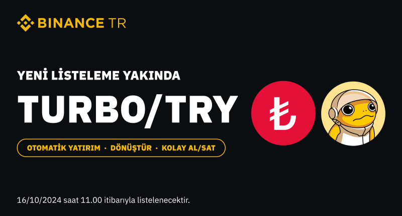 BinanceTR's tweet photo. #Binance TR, $TURBO'yu $TRY 🇹🇷 işlem çiftinde listeleyecek.

Detaylar ⤵️