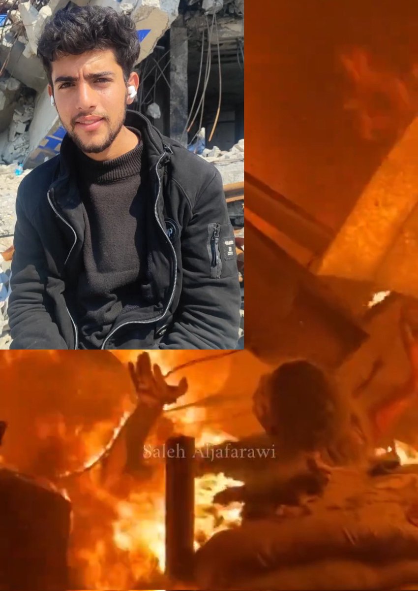 هذا هو الشَّهيد "شعبان الدلو" الذي أُحرقَ حيًّا أمام مرأى أعيُن العالم وبدأ الجميع يتناقل صورته وكأنَّها مشهدٍ مُصور من فيلم، ارتقى برفقة والدته "آلاء الدلو" التي كانت تفخر به وهو حافظًا لكتاب الله، يؤوي عائلته المكونة من 6 أشخاص 
#غزة_تُباد 
#غزه_تباد_وتحرق