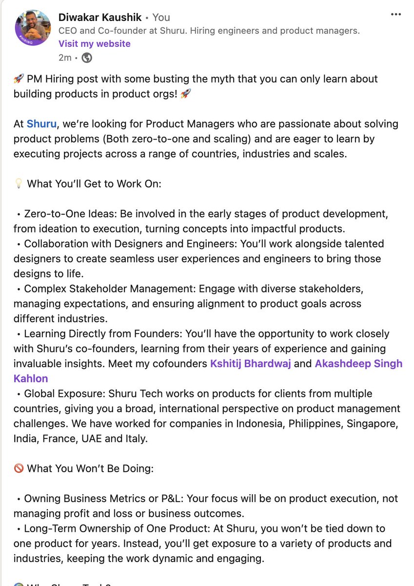Hi folks, we are hiring product managers at Shuru. Here is a brief about what you would do as a PM at Shuru.

Do apply at shurutech.com/careers and please RT 🙏🙏