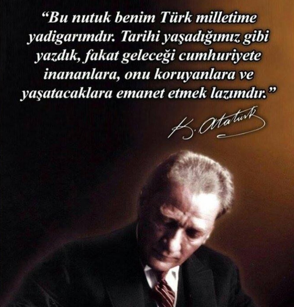. 

Gazi Mustafa Kemal #ATATÜRK’ün; dünü,bugünü ve yarınımızı  anlattığı #Türk Milletine bıraktığı eseridir. 🇹🇷
👇🏻
#Nutuk bir kitap değildir..
#Pusula'dır. 💯

#MustafaKemalAtatürk
#NutukOkuOkut
#Nutuk97Yaşında

.