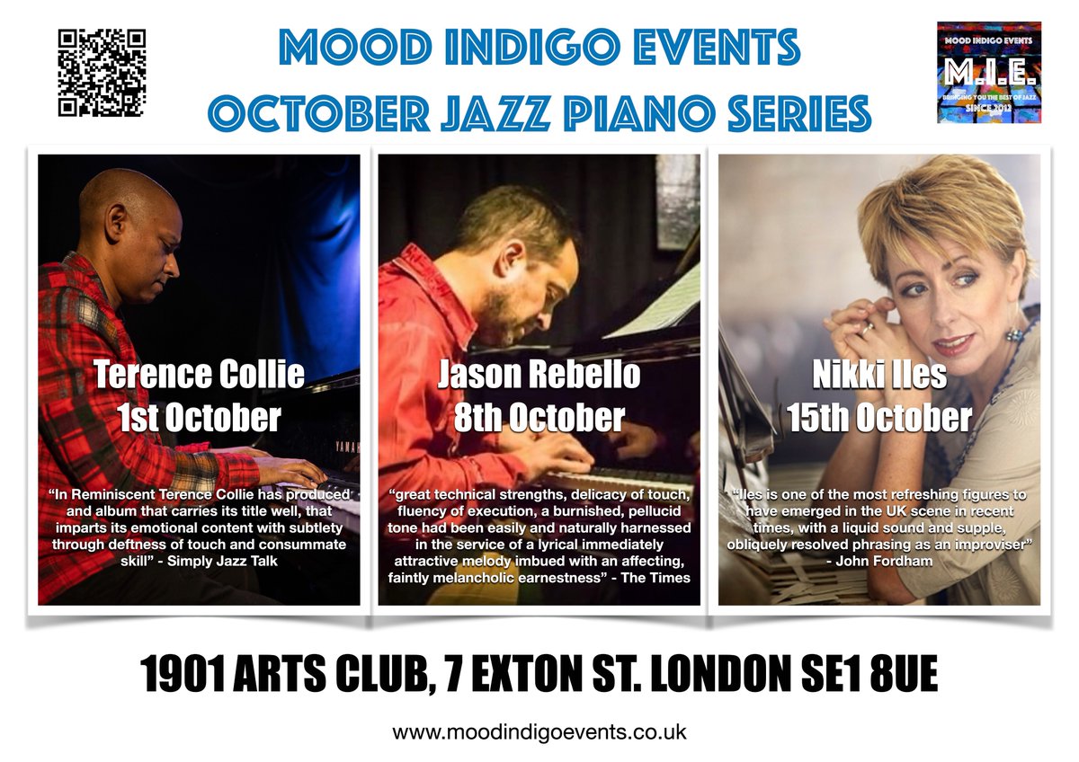So looking forward to our final concert of our  successful October Jazz Piano Series at the beautiful <a href="/1901ArtsClub/">1901 Arts Club</a> in Waterloo. This evening's concert features the brilliant pianist <a href="/nikkiiles2/">nikki iles</a> along with bassist Tom Farmer. Just a few tickets left!
@MoodIndigoEvent  @tecjazz