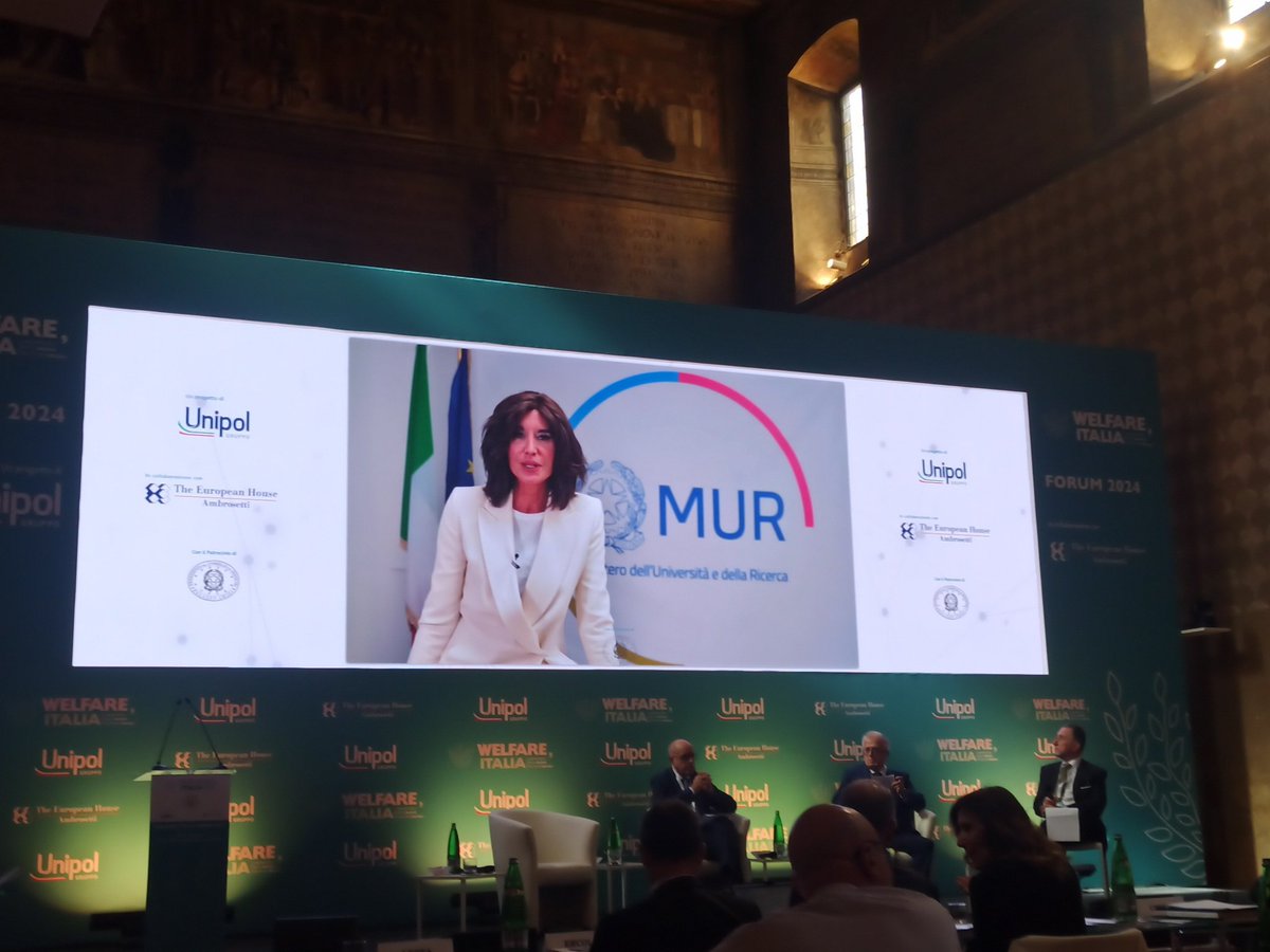 WelfareIta's tweet photo. Per @BerniniAM vincere la sfida è possibile: il welfare è parte della filiera economica. #Università e #ricerca hanno un ruolo decisivo, occorre intercettare le richieste del mercato del #lavoro #WIF2024 https://t.co/T8Bol4MDzN