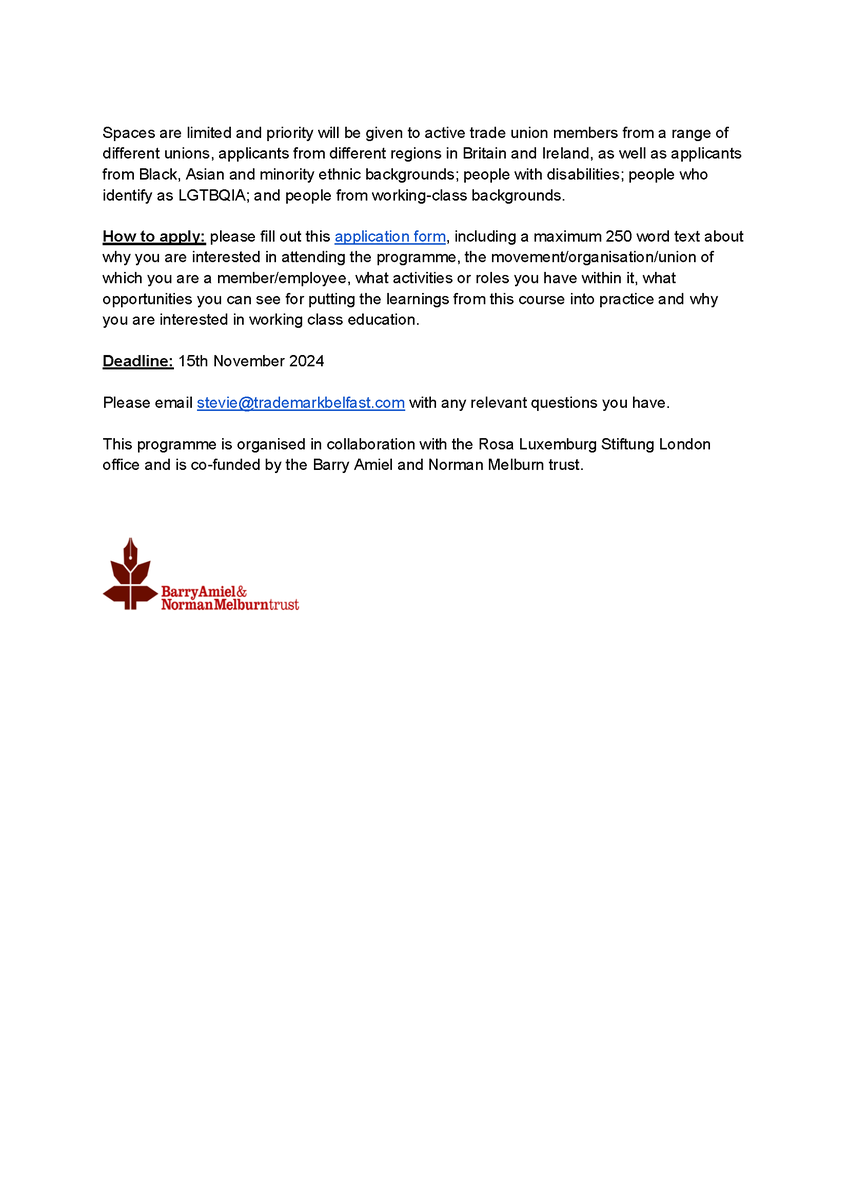 TrademarkBF's tweet photo. 📢2025 

Trademark are delighted to announce a new free  political education course for activists who want to develop their skills on political economy. 

To apply, please fill out the application form below:

https://t.co/PfEZ3Nhpdd

#politicaleducation #radicalpoliticaleconomy https://t.co/g8fzp9hqhf