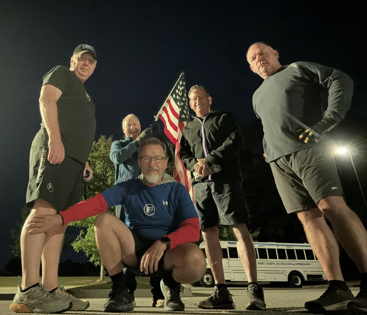 F3Strut's tweet photo. 5 pax helped #warbaby @F3Enos celebrate 11 years in the gloom by doing 11 repetitions of exercises on a near perfect morning. @F3LakeMurray https://t.co/EXJ4NTj804