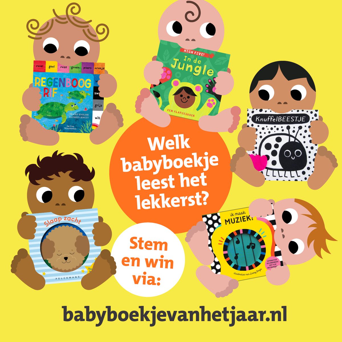 Ben jij net als onze BoekStartvoorlezers dol op boekjes voor je dreumes en baby? Breng dan je stem uit op het Babyboekje van het jaar! Deze speciale boekenprijs bekroont het mooiste boekje voor baby’s van 0 tot 1,5 jaar. Stemmen kan tot 1 november via babyboekjevanhetjaar.nl.