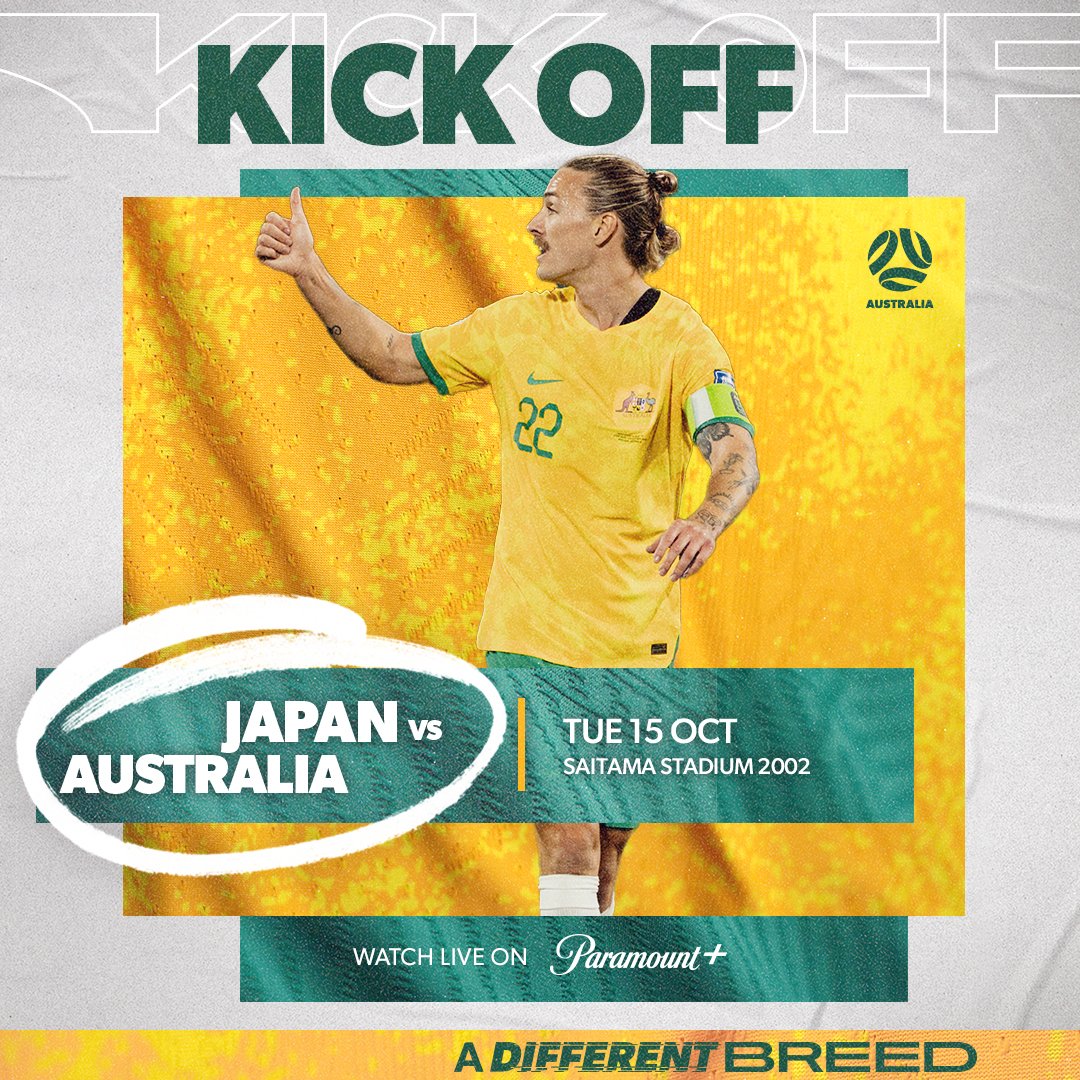 Socceroos's tweet photo. 1' | Off and running ⏱️

📱💻📺 Watch live on Paramount+ 

🇯🇵 0-0 🇦🇺 

#Socceroos #JPNvAUS https://t.co/1EtmYokJnR