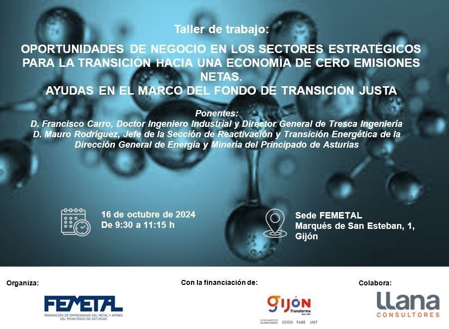 Últimas plazas para el taller de trabajo 'Oportunidades de trabajo en el sector energético...' que se celebra mañana en la sede de <a href="/FEMETALAstur/">FEMETAL</a>  con la colaboración de Llana Consultores y el Ayuntamiento de <a href="/gijon/">Gijón/Xixón</a> femetal.es/articles/479-t…