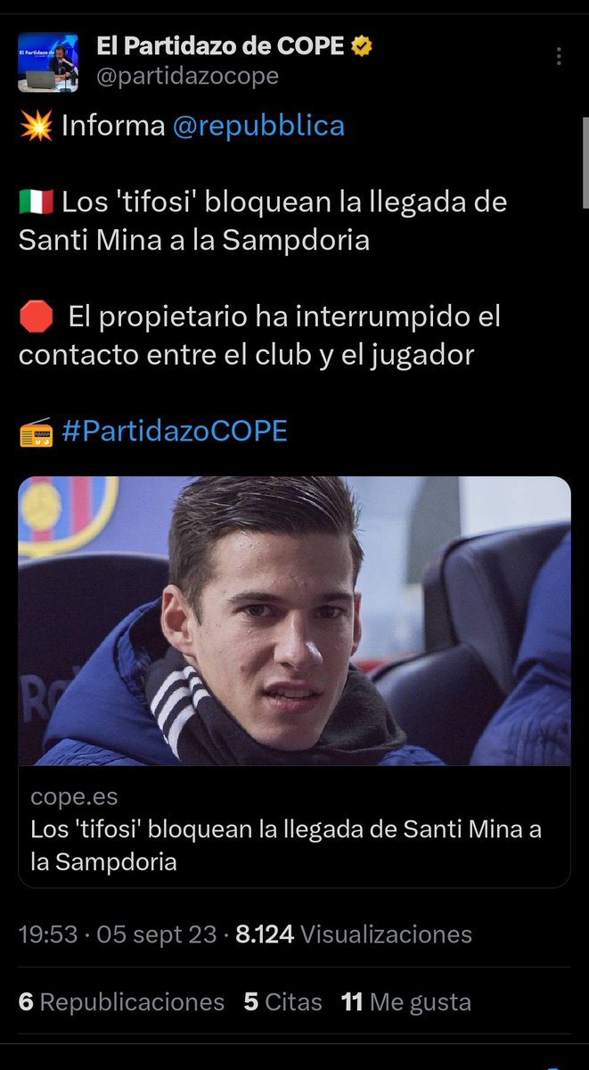 cullera5's tweet photo. Si es Mbappé y juega en el Madrid no se nombra el presunto delito y foto en el PSG.
Si es Alves se menciona que es ex del FCB.
Si es Robinho no se nombra al Madrid y se pone una foto suya en el Camp Nou.
Santi Mina también foto en el Camp Nou.
No son periodistas, son mercenarios. https://t.co/PQ2joSVUEk