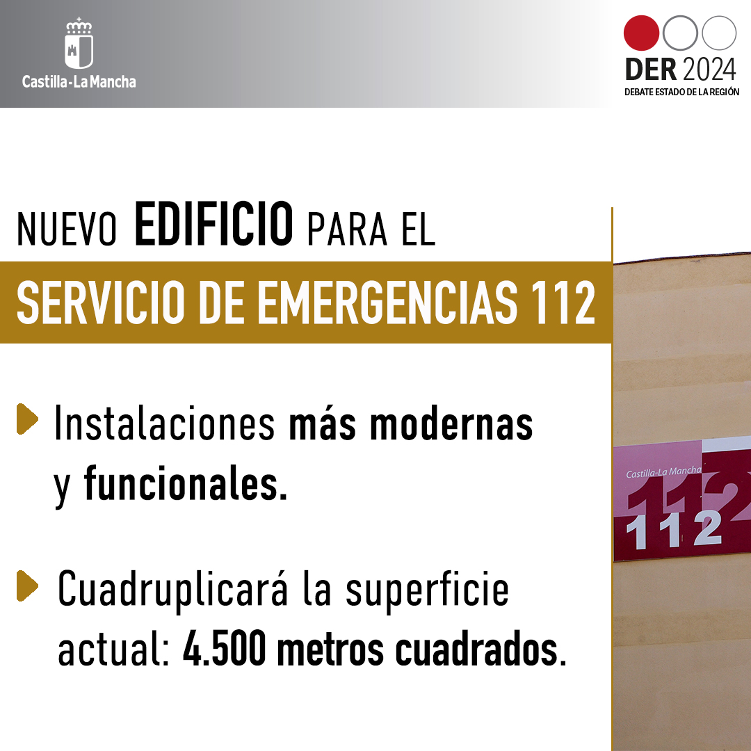 gobjccm's tweet photo. #DebateCLM2024
✅ Iniciamos la construcción del nuevo edificio del 1-1-2 para albergar unas instalaciones más amplias, modernas y funcionales. Además, seguirá patrones de eficiencia energética, tanto en su construcción como en su futuro funcionamiento. https://t.co/EX7bNREPZq