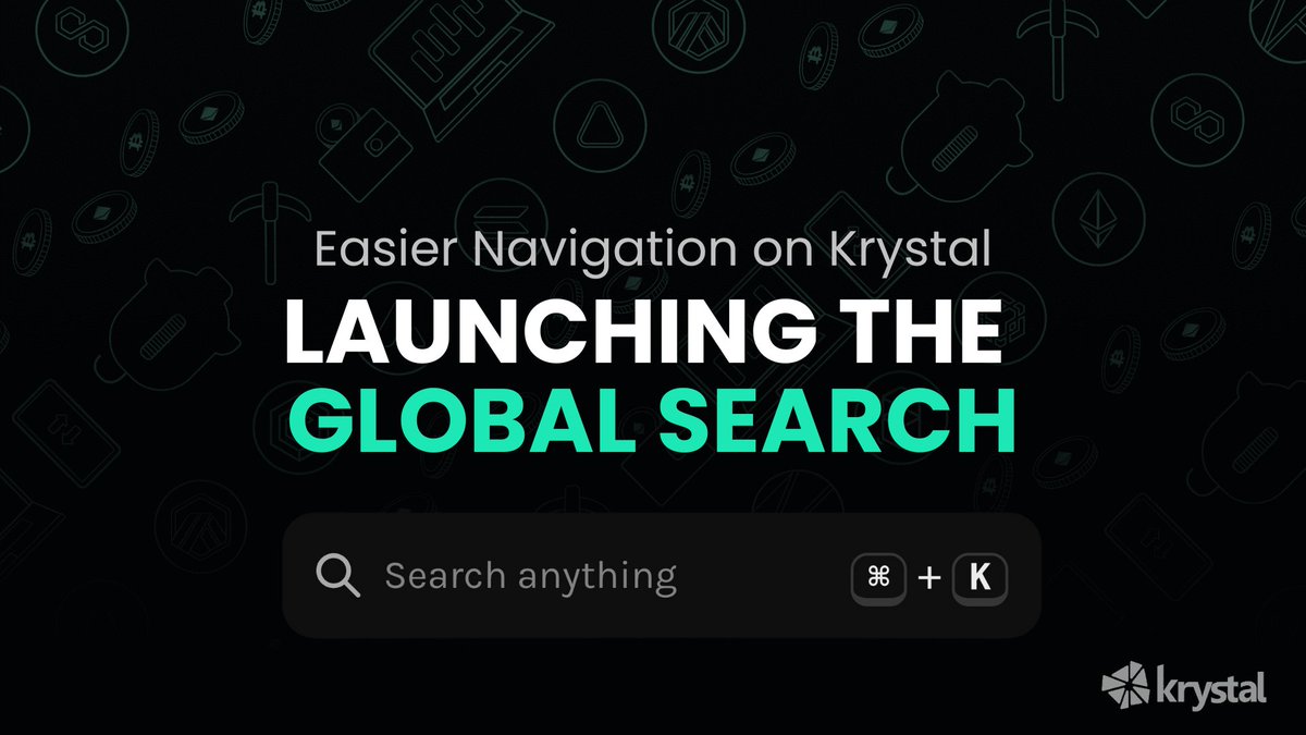 KrystalDeFi's tweet image. Introducing Global Search on Krystal 🚀

It is designed to enhance your DeFi experience!
With Global Search, you can now easily explore and access a wealth of DeFi opportunities within the Krystal ecosystem – quickly and efficiently. 🔍

🔑 Key Features:

Search Liquidity Pools:…