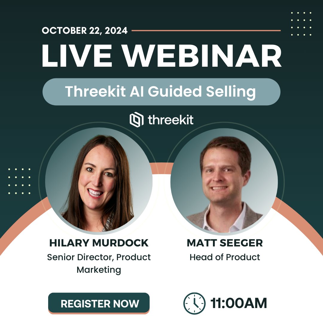 🚀 Boost your eCommerce game! Join Threekit’s Hilary Murdock &amp; Matthew Seeger on Oct 22, 11am CT to learn how visual product configuration drives engagement &amp; conversions.

📅 Register now: threekit.com/webinar-ai-gui…

#Threekit #AI #eCommerce #webinar