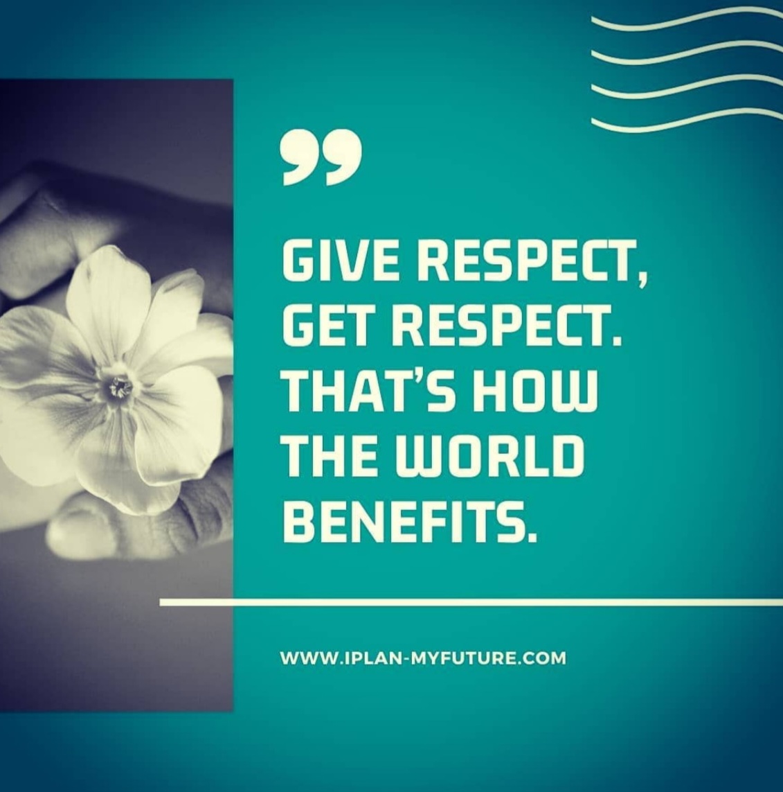 Respect others, earn respect, and everyone benefits mutually.

#iplanmyfuture #hustle #bestquotesfromiplanmyfuture #successTRAIN #ThriveTogether  #wednesdaymotivation  #wednesdaythoughts #entrepreneur #defstar5 #mpgvip #makeyourownlane #makeithappen iPlan-myfuture.com