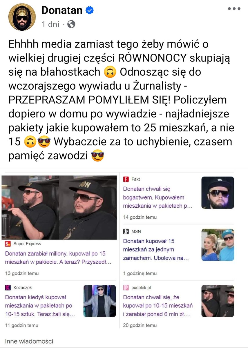 DawidParzyk's tweet photo. "PRZEPRASZAM POMYLIŁEM SIĘ! Policzyłem dopiero w domu po wywiadzie - najładniejsze pakiety jakie kupowałem to 25 mieszkań, a nie 15 Wybaczcie za to uchybienie, czasem."
https://t.co/W84SxVPB2B
#nieruchomosci #donatan https://t.co/ISlvDgpMYY