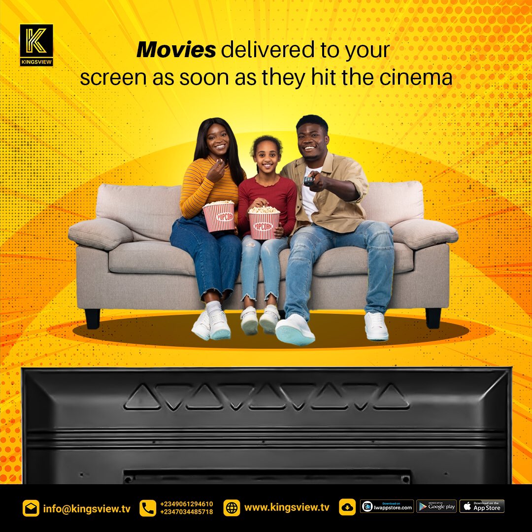 KingsViewTV's tweet photo. Movies delivered to your screen as soon as they hit the cinema 💃🎞️🍿🎉🎬

Download The Kingsview Mobile App 📱📲 now ‼️

𝕂𝕚𝕟𝕘𝕤𝕍𝕚𝕖𝕨, 𝔼𝕟𝕥𝕖𝕣𝕥𝕒𝕚𝕟𝕞𝕖𝕟𝕥 𝕗𝕠𝕣 ℝ𝕠𝕪𝕒𝕝𝕥𝕪. 👑

#TheWages
#MrandMrsRobinson
#Film
#KingsView 
#Entertainment 
#Movieworld 
#smw1.0 https://t.co/O0ojtwpM6V