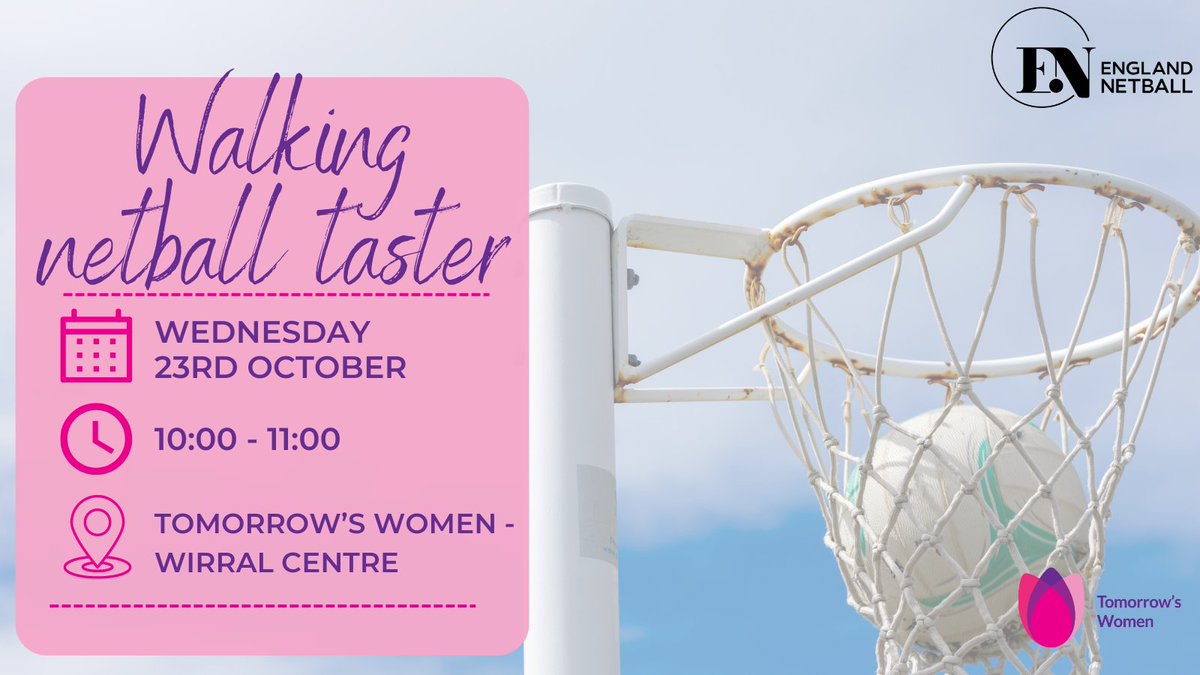 TomorrowsWomen's tweet photo. Do you want to get more exercise of try something different? βΉοΈββοΈ
England Netball will be coming in to lead a walking netball taster class which will now be held on 23rd October.
Come along and give it a go!
#walkingnetball @englandnetball #walkingnetballwirral https://t.co/PkxVPiwtzk