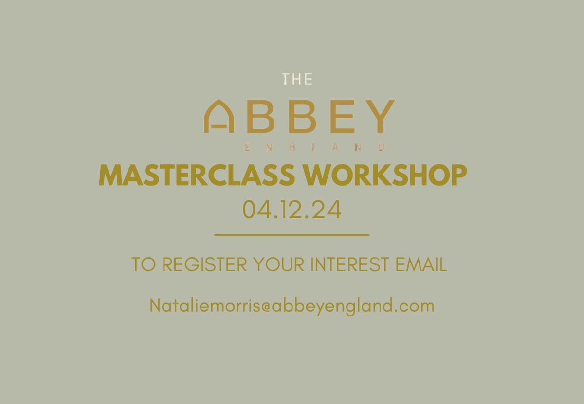If you would like to attend our Masterclass, please email Natalie Morris to register your interest.