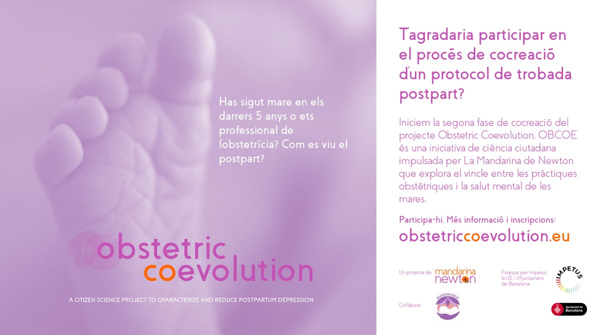 mandarinanewton's tweet photo. ÚLTIMS DIES per fer la #inscripció als tallers de #cocreació d'aquesta tardor. 

Prepararem un #protocol de trobada #postpart.🤰

✍️https://t.co/khz3qh9qob 
🗓️17 d'octubre i 21 de novembre 
🕟16.30 h a 18.30 h https://t.co/cfAsNnljXv