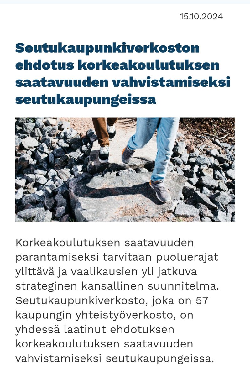 Otettiin kantaa #seutukaupunkiverkosto lla, miten tärkeää #amkkoulutus meidän tyyppisissä kaupungeissa on, ihan koko 🇫🇮 kannalta👍

kuntaliitto.fi/ajankohtaista/…