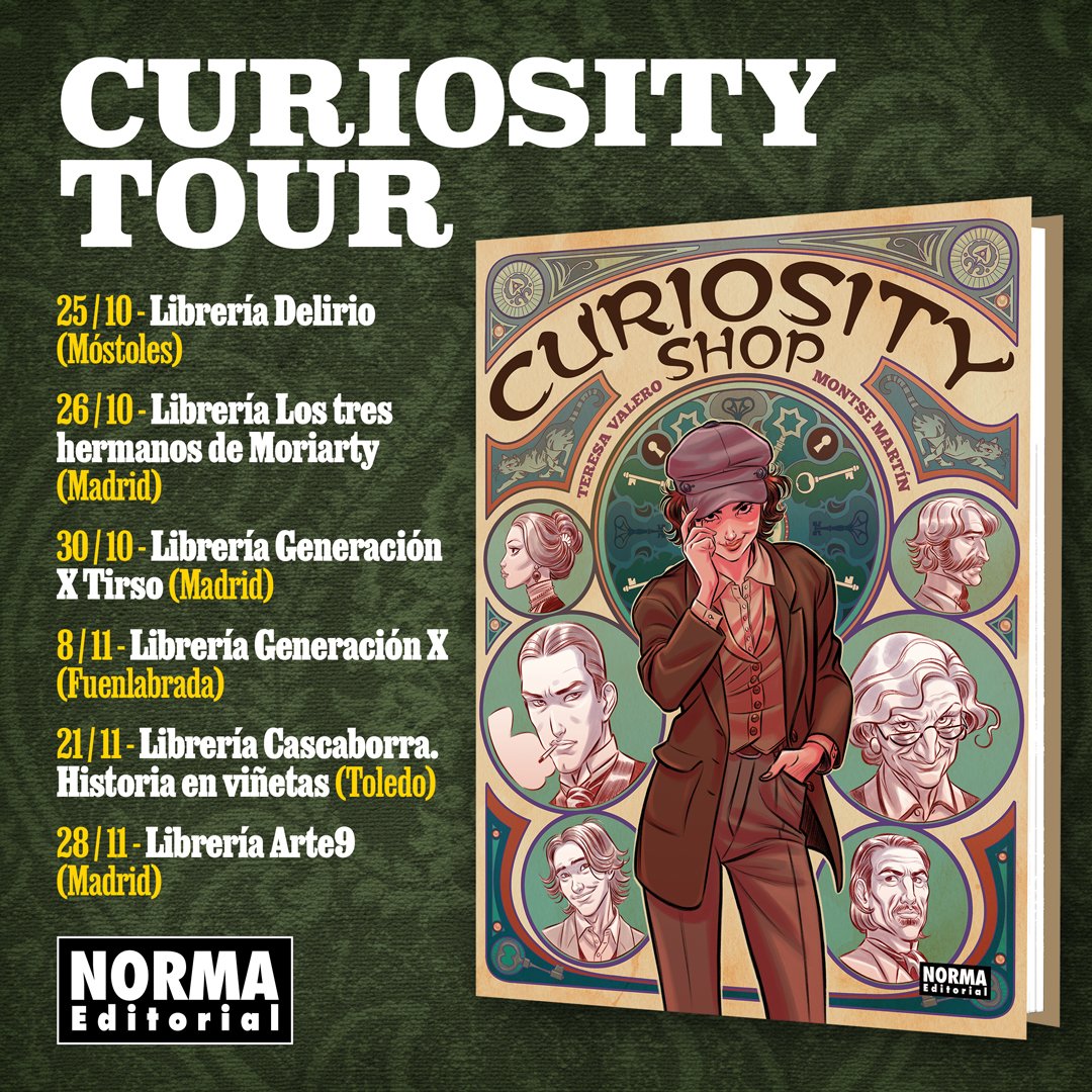 Ya podéis ir reservando la fecha del 8 de noviembre para la presentación y sesión de firmas del integral de Curiosity Shop con Montse Martín. Más detalles próximamente.

No os lo debéis perder.