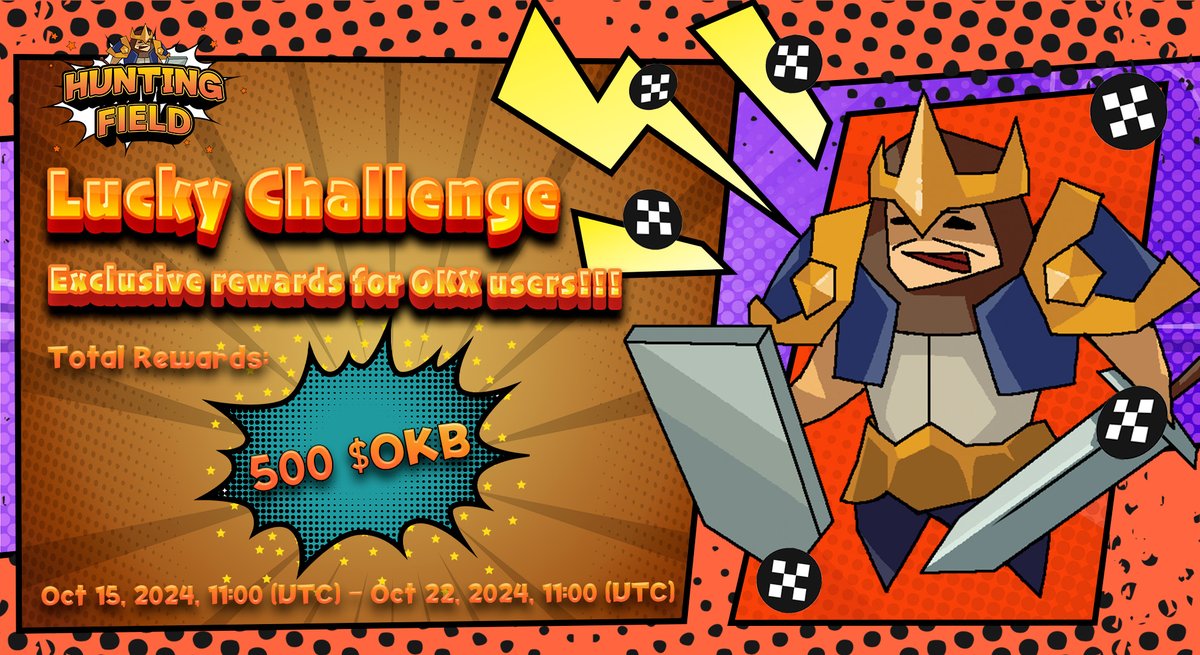 Hunting_Field_'s tweet photo. 🚀 Lucky Challenge is Live! 🚀
🎯 500 $OKB in total rewards!
🕑 Event Time: October 15, 2024, 11:00 (UTC) — October 22, 2024, 11:00 (UTC)
🔓 How to Participate: Clear Level 15 to unlock a form for submitting your OKB address (xlayer address)
Each winner will receive 0.1 OKB, randomly selected from those who completed Level 15.
Don’t miss out! 🎉
#OKX #TON #HuntingField