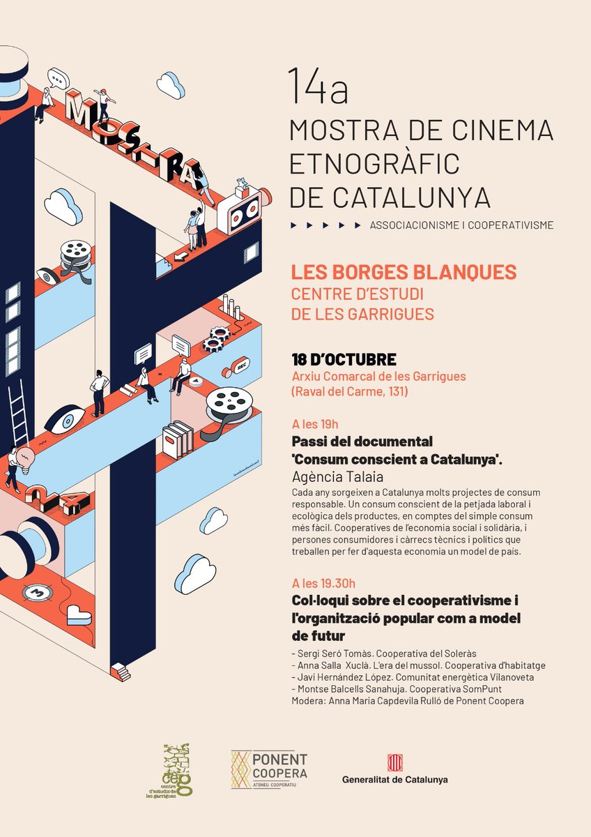 🎬 18/10: 14a Mostra de Cinema Etnogràfic de Catalunya! 
🕖 19.00 h
📍Arxiu Comarcal de les Garrigues- Les Borges Blanques
Organitza: <a href="/CEGarrigues/">CEGarrigues</a> , <a href="/PonentCoopera/">Ponent Coopera</a>  i <a href="/cultura_cat/">Cultura</a> 
#CinemaEtnogràfic