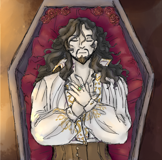 IrisMammoth's tweet photo. [🎨OC art]

My vampire lord, Ruvic Lios. 
A man that has governed over the snowy city of  Eldermere for over 300 years. 
He is a man respected by his people, even tough his undead nature. 
In more official buissness elsewere, he has a servant acting as a double for him.   
#oc https://t.co/YP5thdqdNd