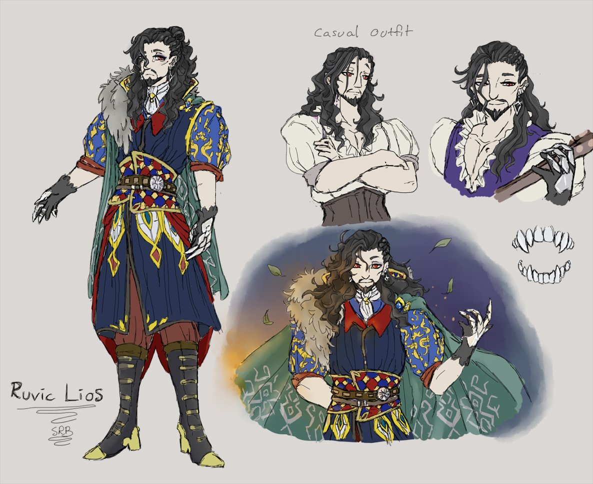 IrisMammoth's tweet photo. [🎨OC art]

My vampire lord, Ruvic Lios. 
A man that has governed over the snowy city of  Eldermere for over 300 years. 
He is a man respected by his people, even tough his undead nature. 
In more official buissness elsewere, he has a servant acting as a double for him.   
#oc https://t.co/YP5thdqdNd