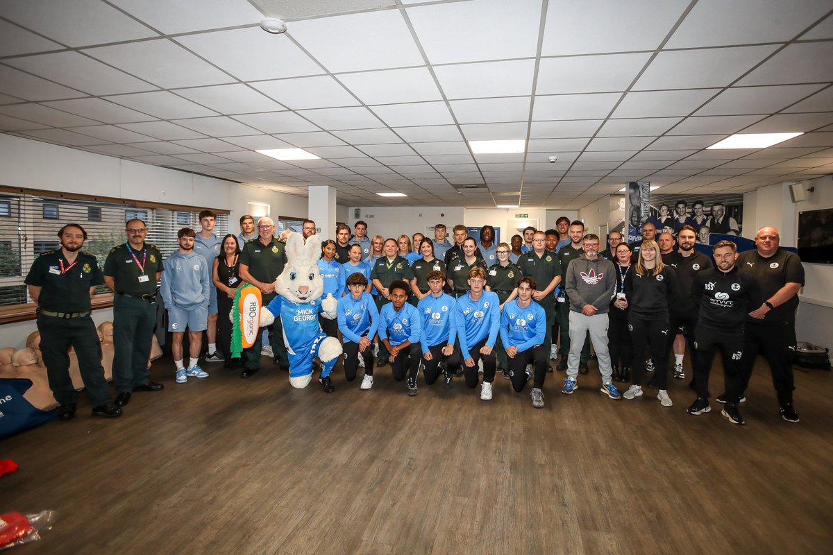 EastEnglandAmb's tweet photo. The East of England Ambulance Service (EEAST) and Peterborough United Football Club have joined forces to promote vital CPR skills as part of an annual resuscitation awareness campaign! ❤️

#RestartAHeart 

Read more: https://t.co/uf3PcgTU6b https://t.co/tOomY6VFte