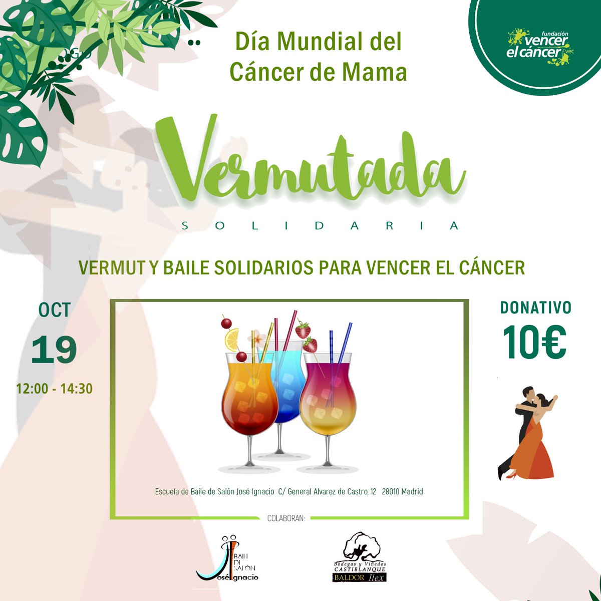 Apúntate a nuestra 'vermutada' con aperitivo🍸y baile solidario 💃🏽 el sábado 19 de octubre por el #DíaMundialCáncerdeMama
Con tu donativo de 10€ apoyarás la #InvestigaCancer
🗓️ 19 de octubre 2024
🕐 12:30 a 14:30h
📍 Escuela de Baile de Salón José Ignacio
vencerelcancer.org/eventos/vermut…