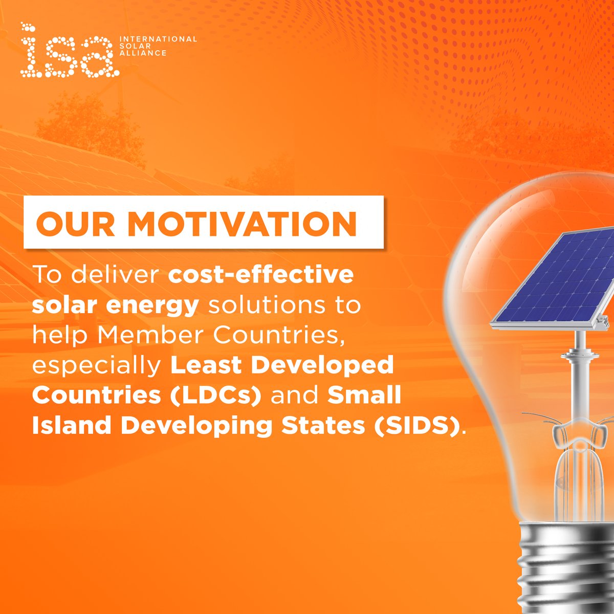 isolaralliance's tweet photo. 🌞 Shaping a Brighter Future with Solar Energy 🌍

As a member-driven, action-oriented platform, we at ISA are diligently working towards boosting solar energy deployment, ensuring energy security, and driving energy transition across our Member Countries.

Join us to make #solar available for all.

#ISAForSolar #SolarEnergy #ISAAssembly #CleanEnergy
