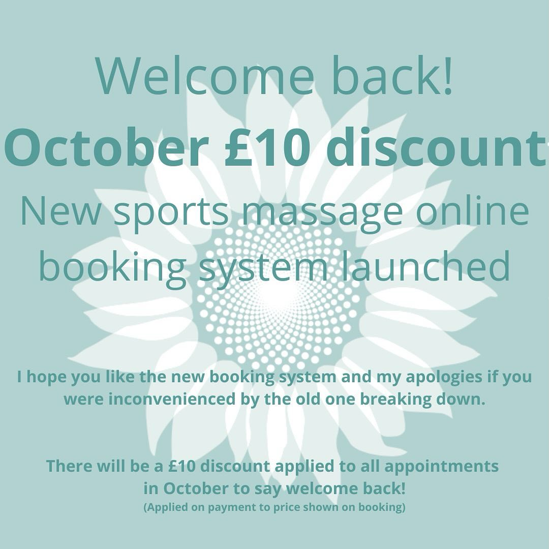 Sports Massage therapist, Mary Brooking's online booking system is now live and to celebrate she is offering a £10 discount on all appointments for the rest of October Booking link here -marybrooking.simplybook.it/v2/#book

#massage #sportsmassage #massage #brockley #se4 #hillyfields
