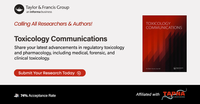 tandfonline's tweet photo. Toxicology Communications invites your high-quality, timely submissions! Join us in advancing the field of basic, forensic, and clinical toxicology. 

Submit your research today!