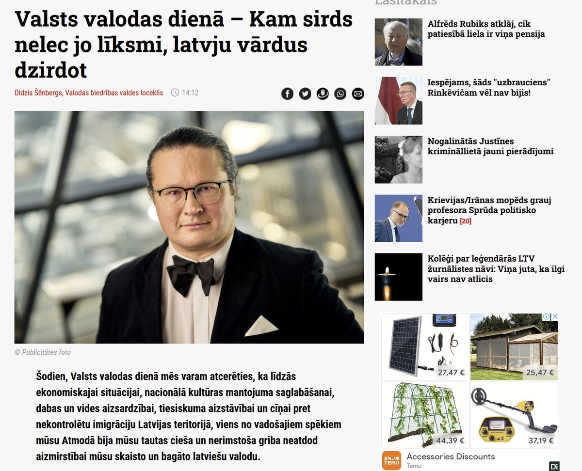 Didzis Šēnbergs <a href="/nralv/">nra.lv</a> par vēsturi: «Maskava latviešu valodai bija sagatavojusi drīzas bēres, guldot zārkā  kāzu tērpā. Neatkarības kustība daudzviet guva dzinuli tieši pateicoties šīm lingvistiskās ainavas rusifikācijas šausmām. Latvuiešu valoda uzvarēja.»nra.lv/viedokli/didzi…