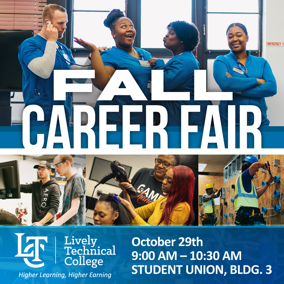 LivelyTechTally's tweet image. 🚀 Ready to launch your career? Mark your calendars for Lively Tech's Career Fair Tuesday, October 29th, 9:00 AM - 10:30 a.m. on Campus in the Student Union, Bldg. 3.

The schedule can be found here: livelytech.com/event/2024-fal…
#HigherLearningHigherEarning