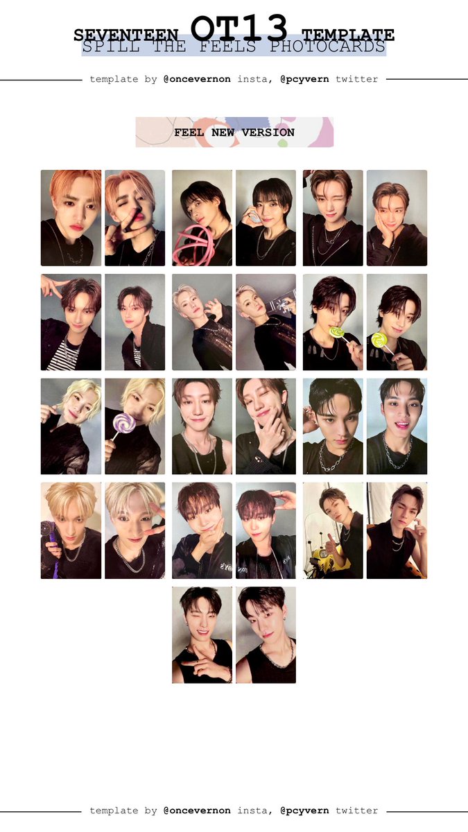 seventeen 12th mini album spill the feels ot13 photocard template