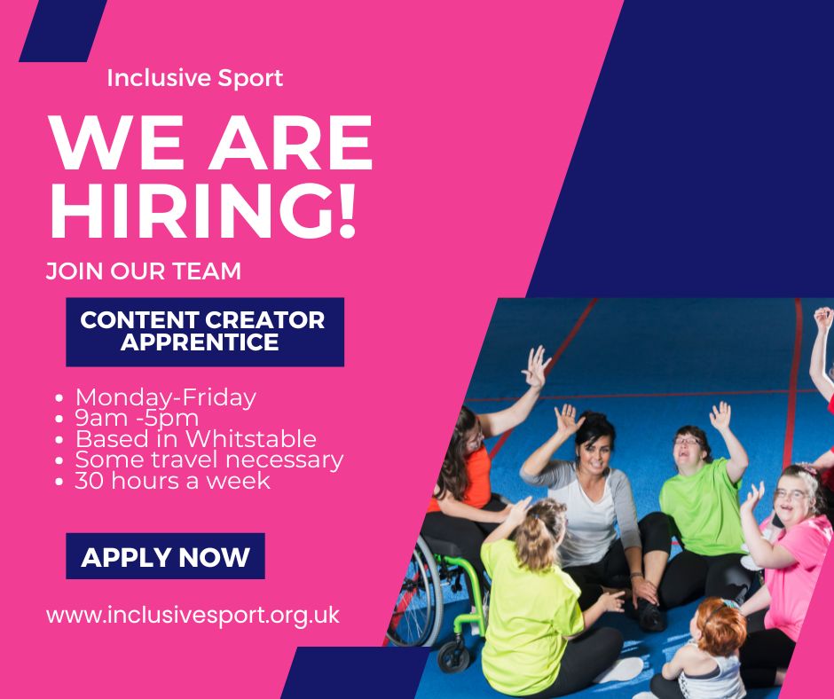 🌟 Join Our Team as a Content Creator Apprentice

👉 Visit: inclusivesport.org.uk/about/ourteam/… for full job specifications and to apply 

#ContentCreator #Apprenticeship #InclusiveSports #DigitalMarketing #KentJobs #JoinOurTeam
