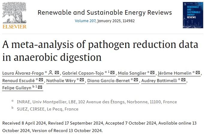LBE INRAE (@lbe_inrae) on Twitter photo Don't miss our new LBE article: "A meta-analysis of pathogen reduction data in anaerobic digestion"
sciencedirect.com/science/articl…
@alv_fra <a href="/FelipeGuilayn/">Felipe Guilayn</a> Don't miss our new LBE article: "A meta-analysis of pathogen reduction data in anaerobic digestion"
sciencedirect.com/science/articl…
@alv_fra <a href="/FelipeGuilayn/">Felipe Guilayn</a>