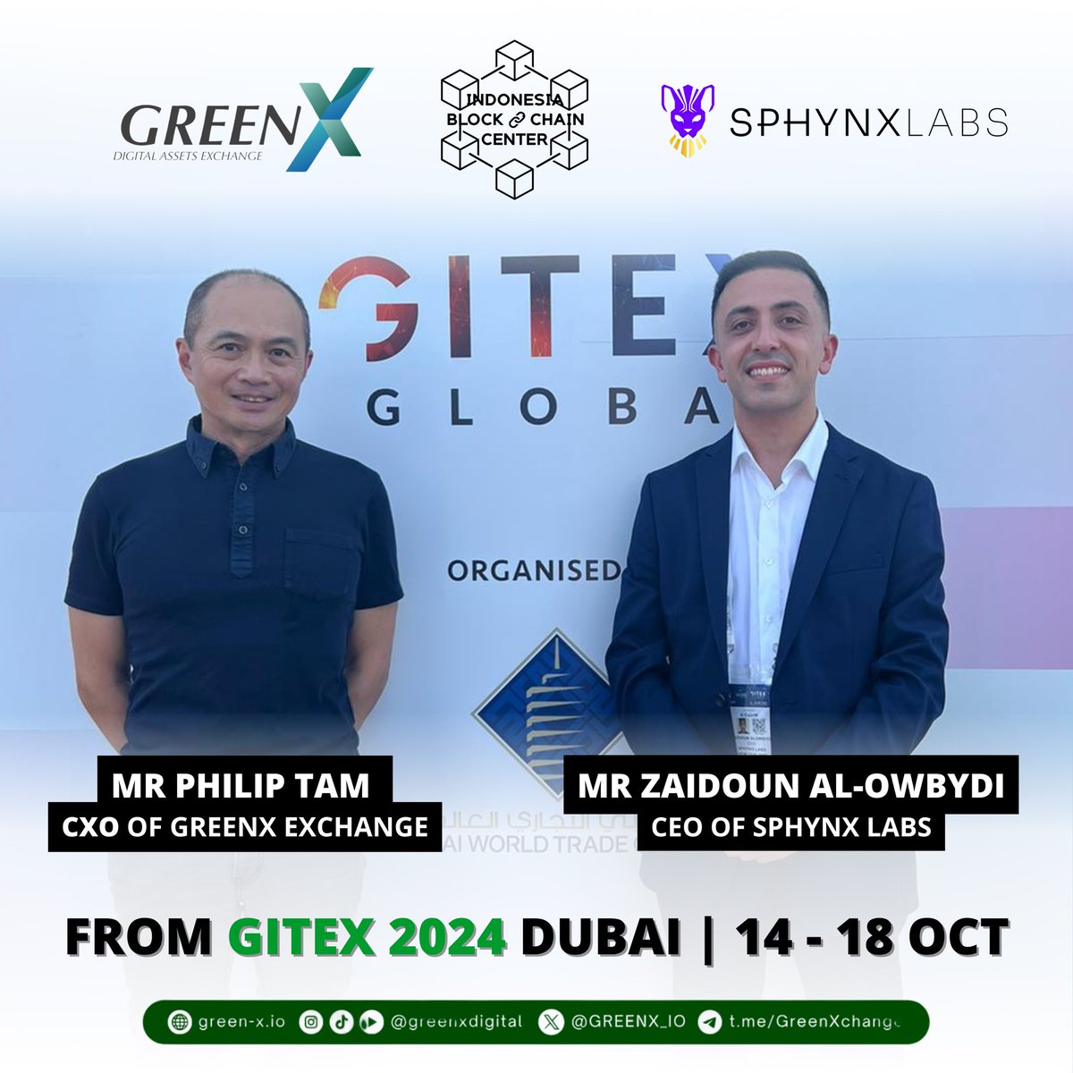 Blockchain technology is being used by GreenX Exchange and <a href="/SphynxLabs/">Sphynx Labs</a> to create a transparent and safe digital bridge. Sphynx Labs CEO Mr. Zaidoun Al-Owbydi and GreenX CXO Mr. Philip Tam met face-to-face at the biggest tech event in the world and pledged to work together for a