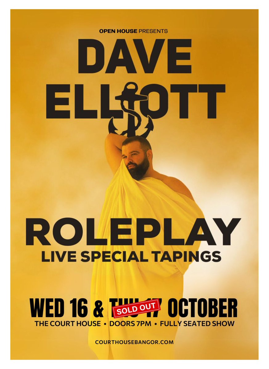Can’t wait to get this show recorded! Thursday is sold out, but get yourselves down tomorrow and don’t sleep!! 

Tickets: courthousebangor.com/event/dave-ell…