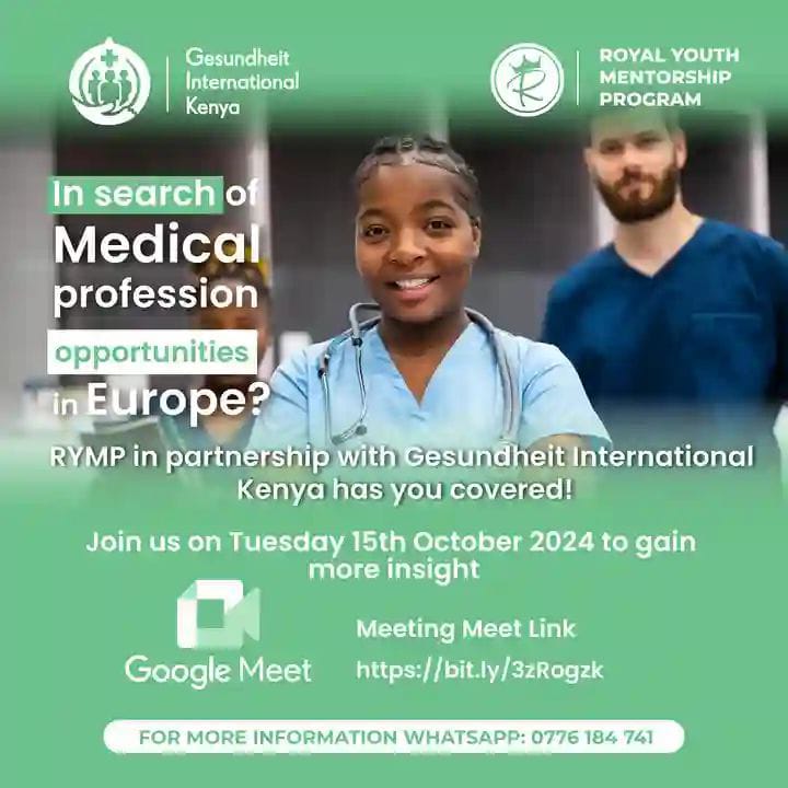 MatthewMugoh's tweet photo. JOB OPPORTUNITIES FOR MEDICAL PROFESSIONALS IN EUROPE

Are you a medical practitioner who is interested in exploring job opportunities in Europe? @ProgramRoyal in association with Gesundheit International will be holding an online briefing.... https://t.co/Izg4zwhCHq