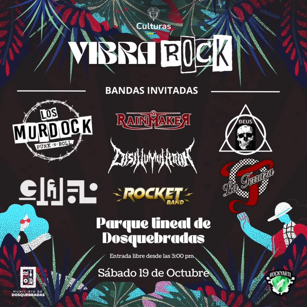 LosMurdock's tweet photo. Ey, #Dosquebradas tenemos una nueva cita. 🔥🤘🏻😎

Nos pillamos en el #VibraRock. 🥁🥳💪🏻

🗓️ Sábado, 19 Octubre.
⏳ Dese las 3PM.
📍 Parque lineal del Viaducto, Dosquebradas. 

#festivalrock #pereira #risaralda #ejecafetero #news #noticias #rockcomobia #viaducto #pereiraenvivo #19 https://t.co/I9lw3IBe97