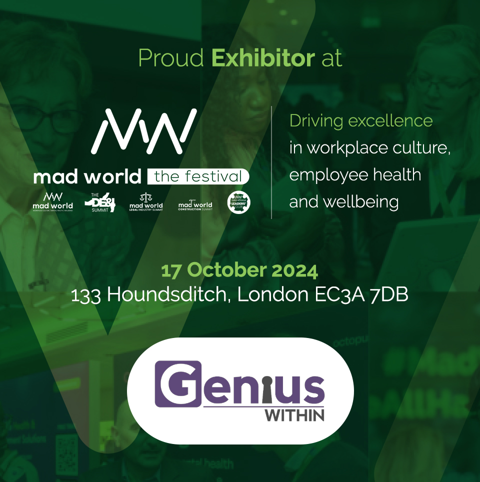 Looking forward to Mad World on Thursday!

Come see us if you are going to be there, we will be at Stand 43 👋 

#DEI #Neurodiversity #OccupationalHealth #OccPsych