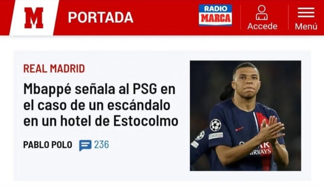 Pensábamos que era fake, pero el diario Marca le ha puesto la camiseta del PSG a Mbappé para hablar del escándalo de la violación. Así nos manipulan.